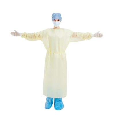 Do vestido descartável do isolamento dos Pp da roupa do paciente hospitalizado amarelo não estéril cirúrgico
